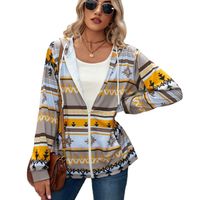 Women's Hoodie Long Sleeve Hoodies & Sweatshirts Printing Zipper British Style Geometric main image 2