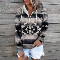 Women's Hoodie Long Sleeve Hoodies & Sweatshirts Printing Zipper Bohemian Geometric main image 2