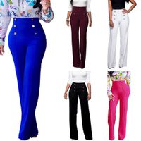 Women's Holiday Daily Fashion Simple Style Solid Color Full Length Button Casual Pants Wide Leg Pants main image 5