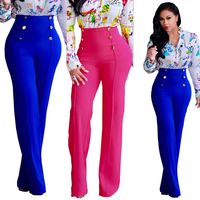 Women's Holiday Daily Fashion Simple Style Solid Color Full Length Button Casual Pants Wide Leg Pants main image 3