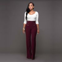 Women's Holiday Daily Fashion Simple Style Solid Color Full Length Button Casual Pants Wide Leg Pants main image 2