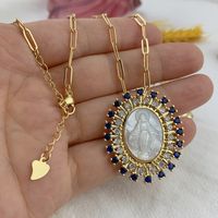 Streetwear Oval Alloy Natural Fritillary Plating Inlay Zircon 18k Gold Plated Women's Necklace sku image 2