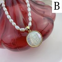 Fashion Round Pearl Shell Necklace 1 Piece sku image 2