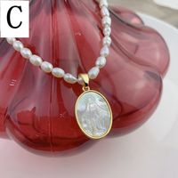 Fashion Round Pearl Shell Necklace 1 Piece sku image 4