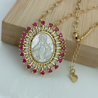 Streetwear Oval Alloy Natural Fritillary Plating Inlay Zircon 18k Gold Plated Women's Necklace sku image 1