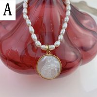Fashion Round Pearl Shell Necklace 1 Piece sku image 1