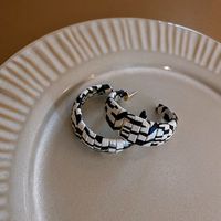 Simple Geometric Double Layer C-shaped Velvet Chain Earrings Wholesale sku image 14