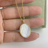 Retro Geometric Virgin Mary Copper Inlaid Shell Necklace 1 Piece main image 1