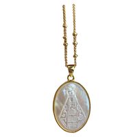 Retro Geometric Virgin Mary Copper Inlaid Shell Necklace 1 Piece main image 5
