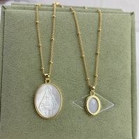 Retro Geometric Virgin Mary Copper Inlaid Shell Necklace 1 Piece main image 3