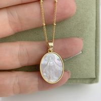 Fashion Virgin Mary Oval Copper Necklace In Bulk sku image 2