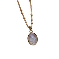 Fashion Virgin Mary Oval Copper Necklace In Bulk main image 3
