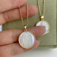Fashion Human Round Copper Inlaid Shell Necklace 1 Piece main image 3
