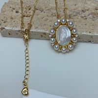 Mode Die Jungfrau Kupfer Inlay Künstliche Perlen Hülse Halskette 1 Stück main image 5