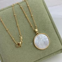 Fashion Human Round Copper Inlaid Shell Necklace 1 Piece main image 6