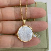 Fashion Human Round Copper Inlaid Shell Necklace 1 Piece sku image 1