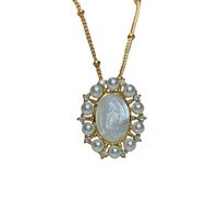 Mode Vierge Marie Le Cuivre Incruster Perles Artificielles Coquille Collier 1 Pièce main image 2