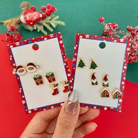1 Set Fashion Christmas Tree Santa Claus Enamel Alloy Ear Studs main image 5