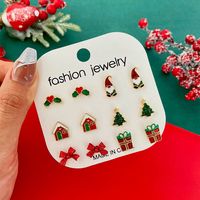 1 Set Fashion Christmas Tree Santa Claus Enamel Alloy Ear Studs main image 4