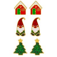 1 Set Fashion Christmas Tree Santa Claus Enamel Alloy Ear Studs sku image 2