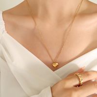 Cross-border Peach Heart Love Necklace  New Trendy 18k Real Gold Plating Titanium Steel Sweater Chain sku image 7