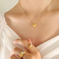 Cross-border Peach Heart Love Necklace  New Trendy 18k Real Gold Plating Titanium Steel Sweater Chain sku image 6