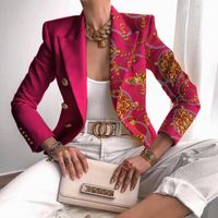 Women's Casual Fashion Printing Printing Patchwork Double Breasted Blazer Blazer main image 5