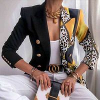 Women's Casual Fashion Printing Printing Patchwork Double Breasted Blazer Blazer main image 6