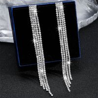 Shiny Tassel Rhinestone Women's Drop Earrings 1 Pair sku image 1