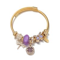 Japanese Style Dragonfly Stainless Steel Plating Artificial Gemstones Bangle 1 Piece main image 4