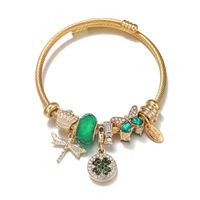 Japanese Style Dragonfly Stainless Steel Plating Artificial Gemstones Bangle 1 Piece main image 5