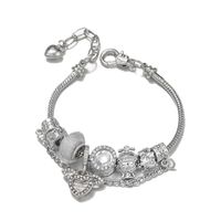 Fashion Heart Shape Metal Artificial Gemstones Couple Bracelets 1 Piece sku image 2