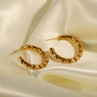 Fashion Geometric Stainless Steel Gold Plated Hoop Earrings 1 Pair main image 4