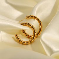 Fashion Geometric Stainless Steel Gold Plated Hoop Earrings 1 Pair main image 1