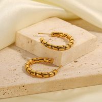 Fashion Geometric Stainless Steel Gold Plated Hoop Earrings 1 Pair main image 5