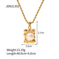 Elegant Geometric Stainless Steel Gold Plated Artificial Pearls Pendant Necklace sku image 1