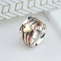 Retro Color Block Heart Shape Alloy Plating Women's Rings sku image 5