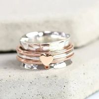 Retro Color Block Heart Shape Alloy Plating Women's Rings main image 3