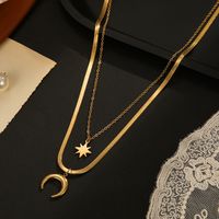 Retro Star Moon Stainless Steel Layered Necklace 1 Piece main image 1