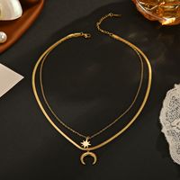 Retro Star Moon Stainless Steel Layered Necklace 1 Piece main image 5