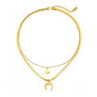 Retro Star Moon Stainless Steel Layered Necklace 1 Piece main image 2