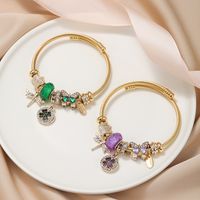 Japanese Style Dragonfly Stainless Steel Plating Artificial Gemstones Bangle 1 Piece main image 1