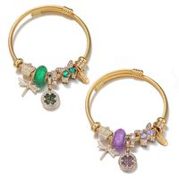 Japanese Style Dragonfly Stainless Steel Plating Artificial Gemstones Bangle 1 Piece main image 2