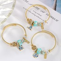 Cartoon Style Geometric Stainless Steel Patchwork Artificial Gemstones Bangle 1 Piece main image 6