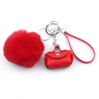 Original Design Solid Color Pu Leather Pom Poms Bag Pendant Keychain 1 Piece sku image 10