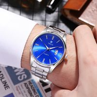 Fashion Solid Color Single Folding Buckle Quartz Men's Watches sku image 1