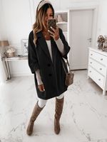 Women's Casual Solid Color Patchwork Single Breasted Woolen Coat main image 3