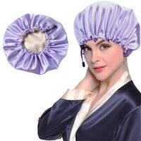 Fashion Solid Color Double-layer Satin Shower Cap 1 Piece sku image 5