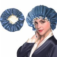 Fashion Solid Color Double-layer Satin Shower Cap 1 Piece sku image 8