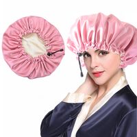 Fashion Solid Color Double-layer Satin Shower Cap 1 Piece sku image 12